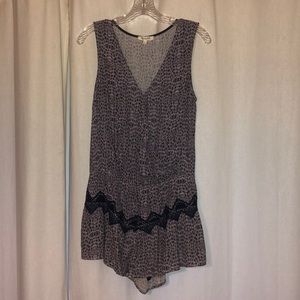 Blue and white printed romper